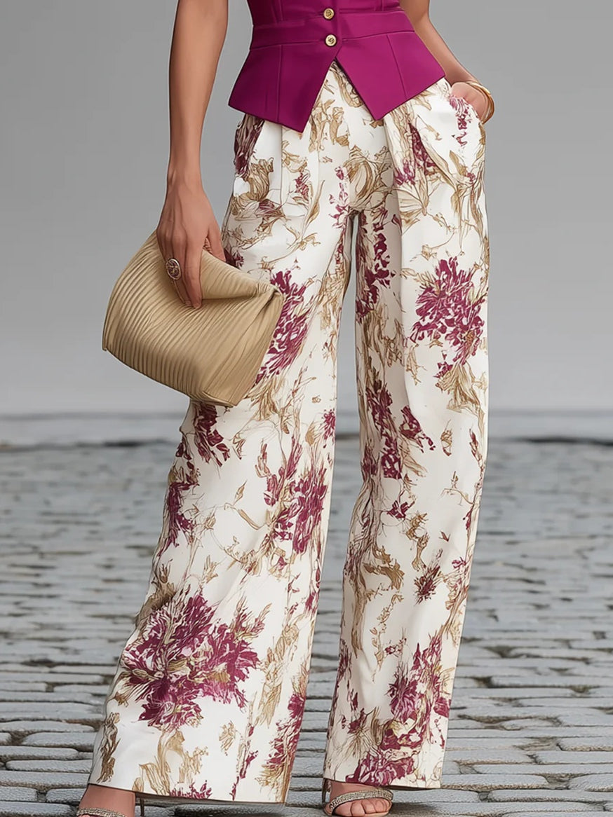 Lila Floral Print Trousers Set