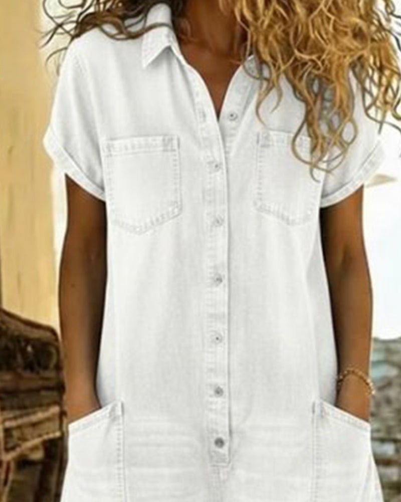 ROXANE™ – Short-Sleeve Denim Jumpsuit