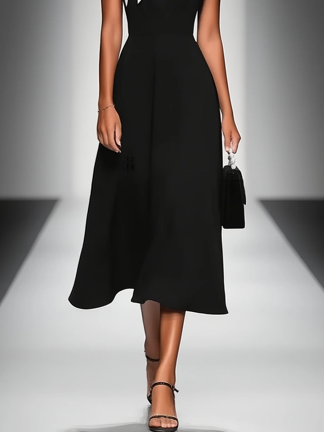 CÉLESTE™ - Square Neck Cap Sleeve Midi Dress