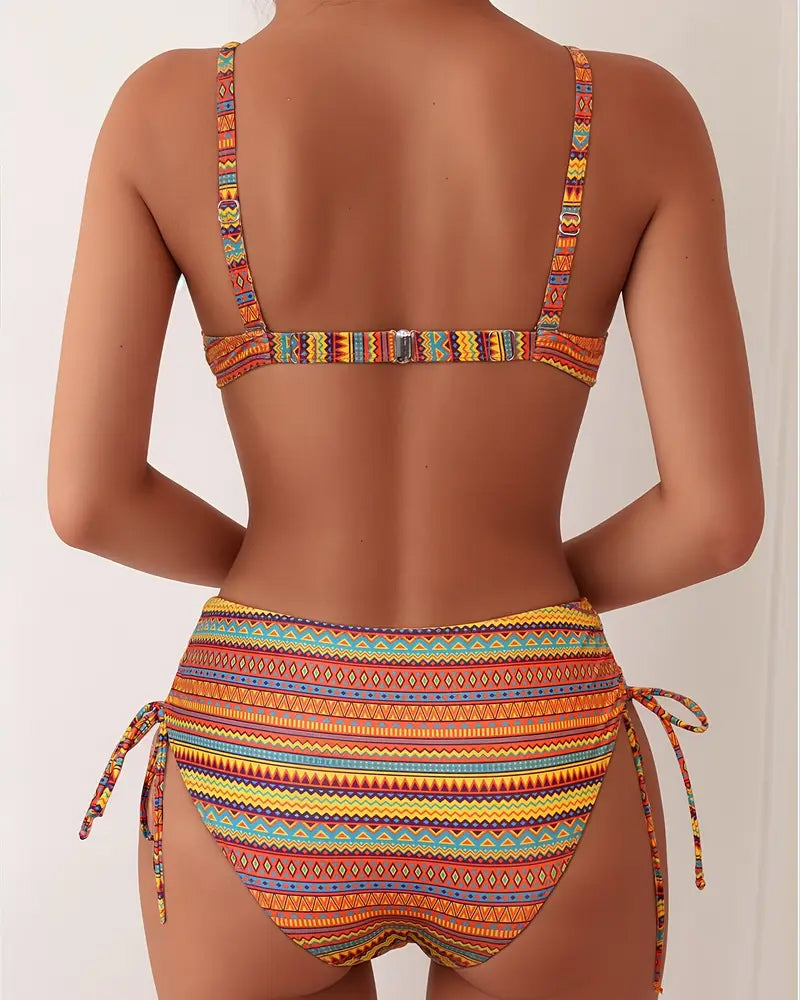 Striped Print Two-Piece Swimsuit