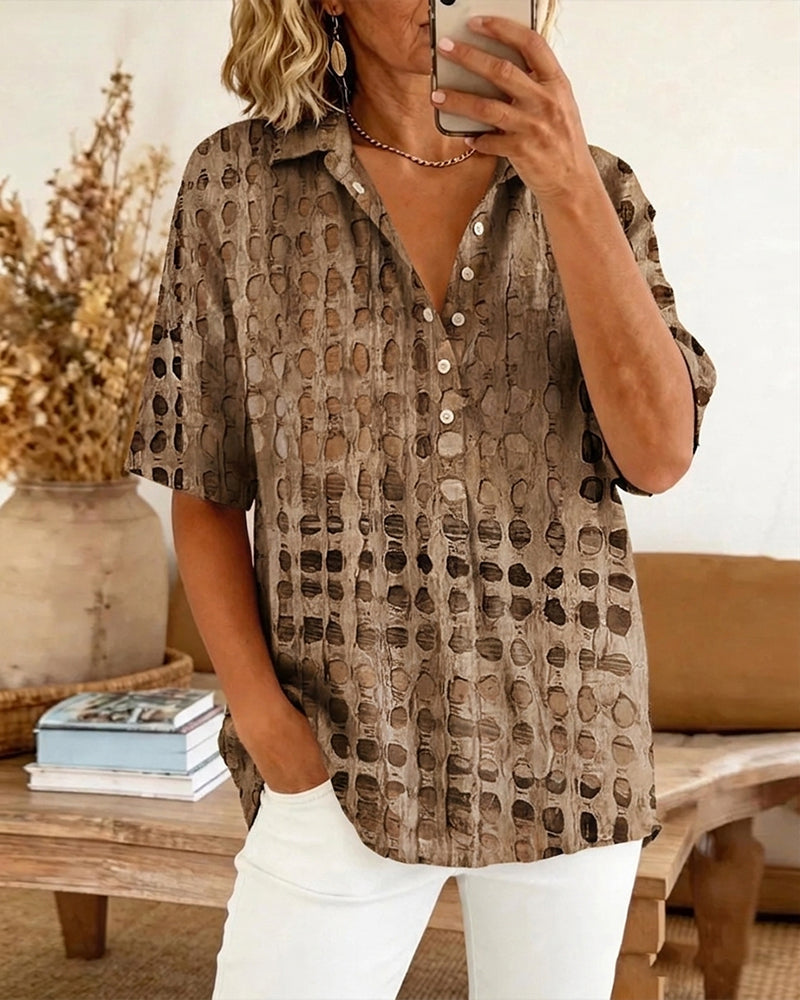 ANNE™ – Painted Spot Button Blouse