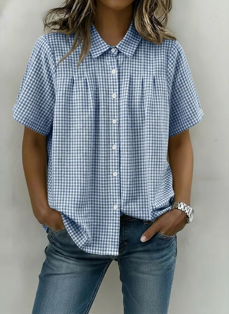 ANNE™ – Classic Gingham Short Sleeve Blouse