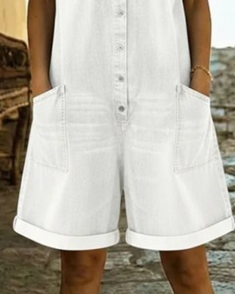 ROXANE™ – Short-Sleeve Denim Jumpsuit