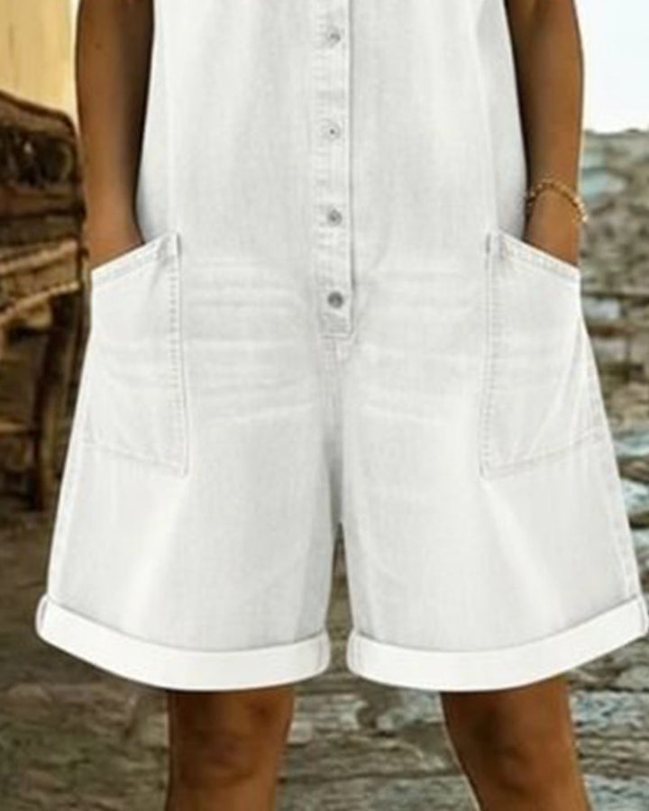 ROXANE™ – Short-Sleeve Denim Jumpsuit