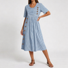 BEATRICE™ – Breathable Pinstripe Midi Dress