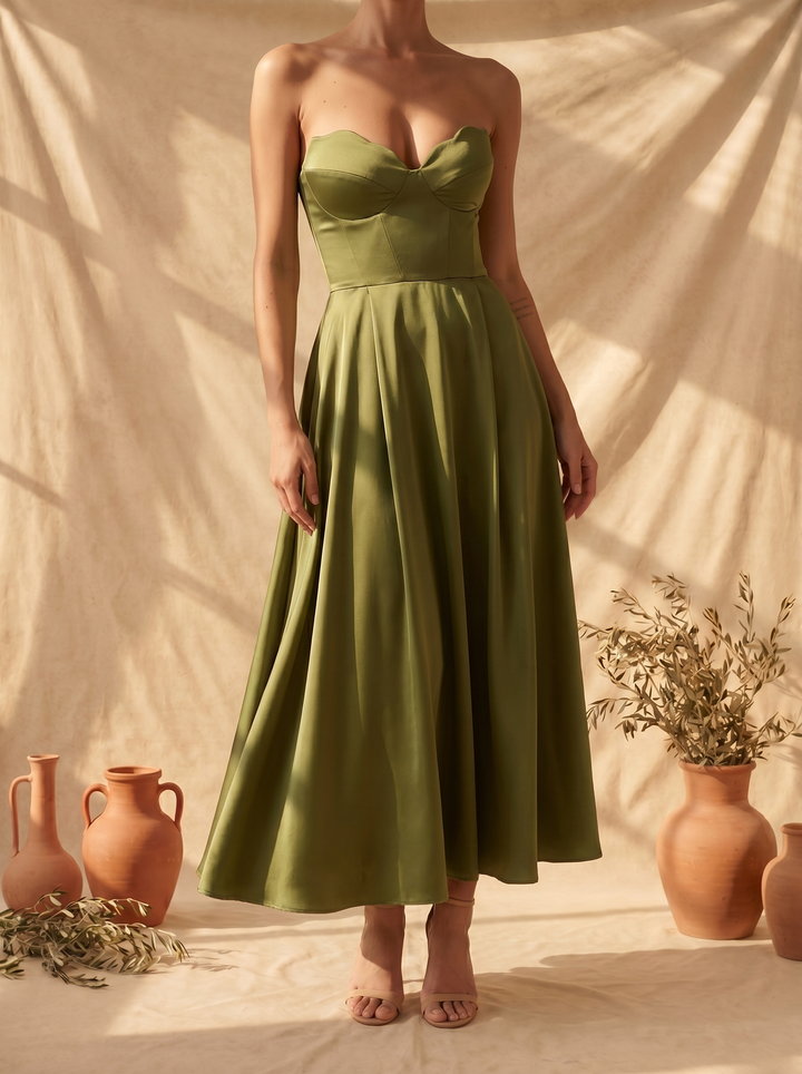 Liora | Elegant Midi Dress Without Straps
