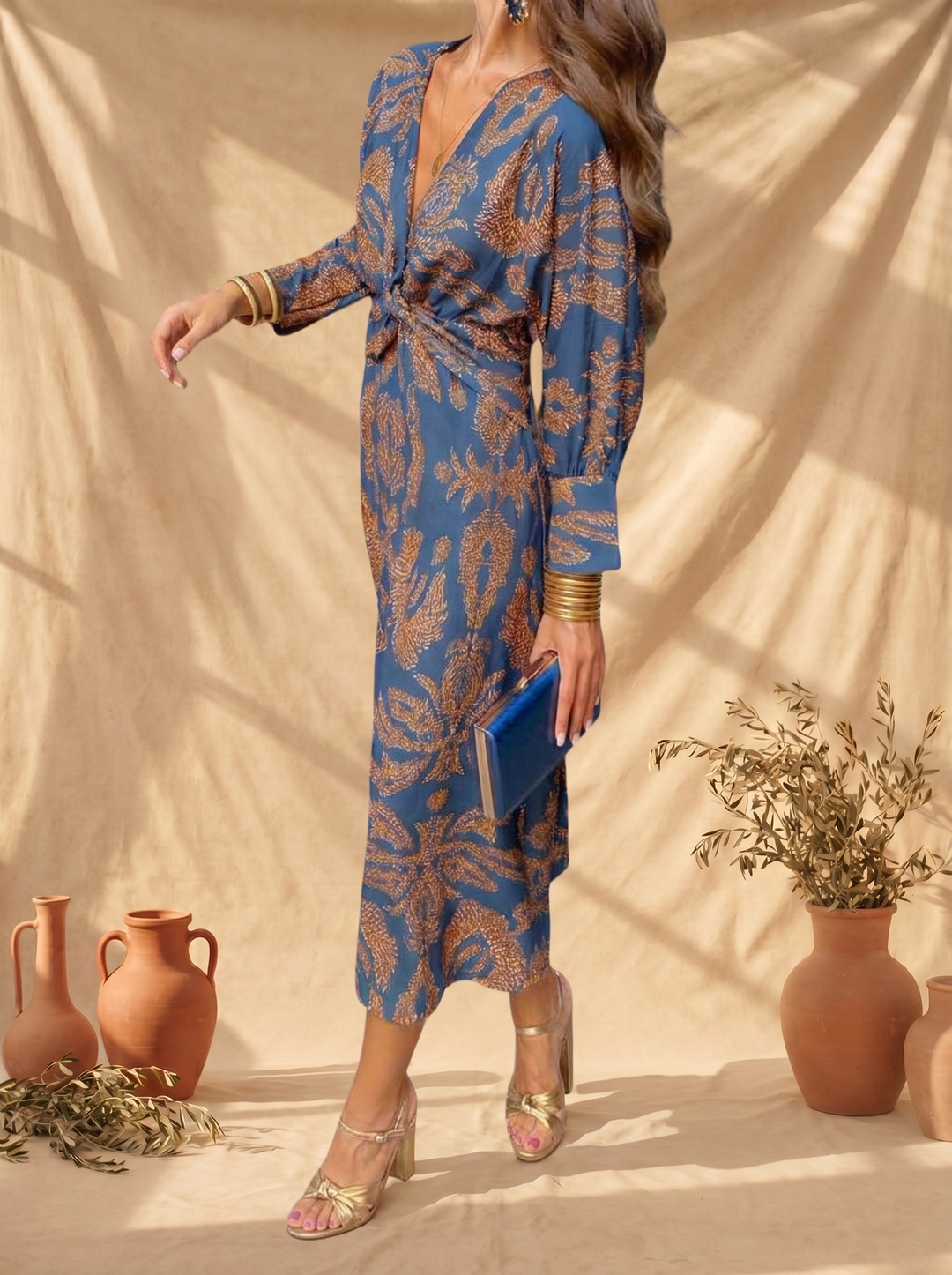 Celeste | Midi Dress with Floral Elegance