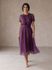 Flavia | Maxi Dress with Drop Neckline and Chiffon Lace Trim