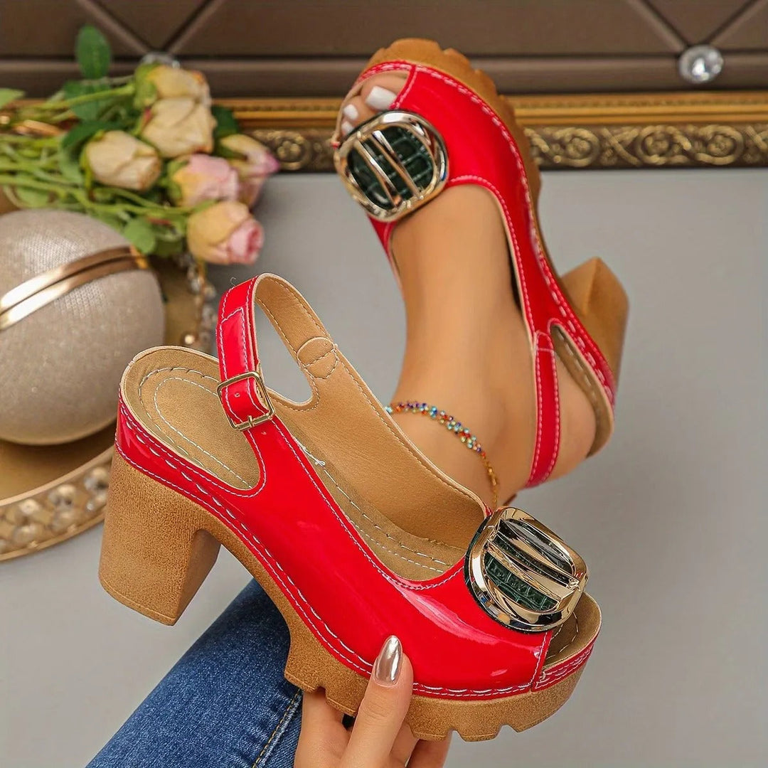 Sofia™ Buckle Platform Heel – Bold Style, Comfortable All Day