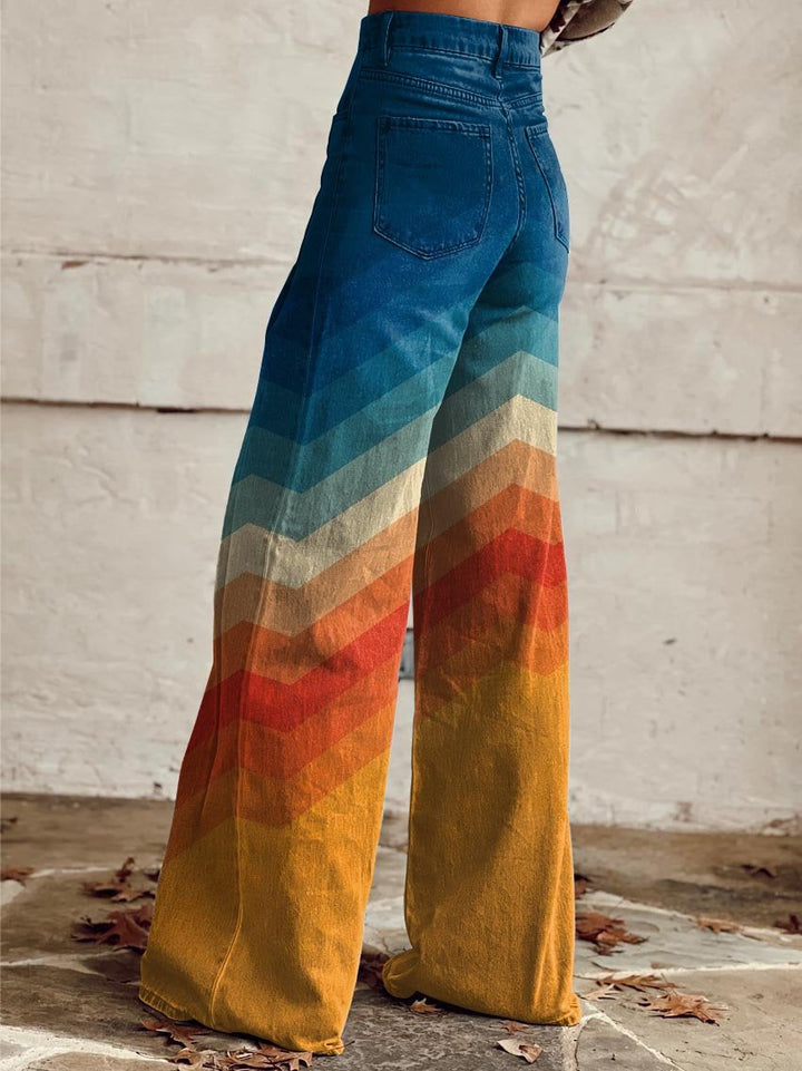 CALLIE™ - Retro Chevron Wide-Leg Trousers