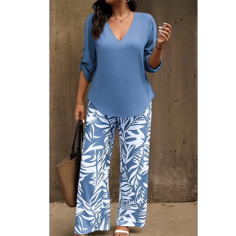 RENÉE™ –Botanical Print Two-Piece Lounge Set