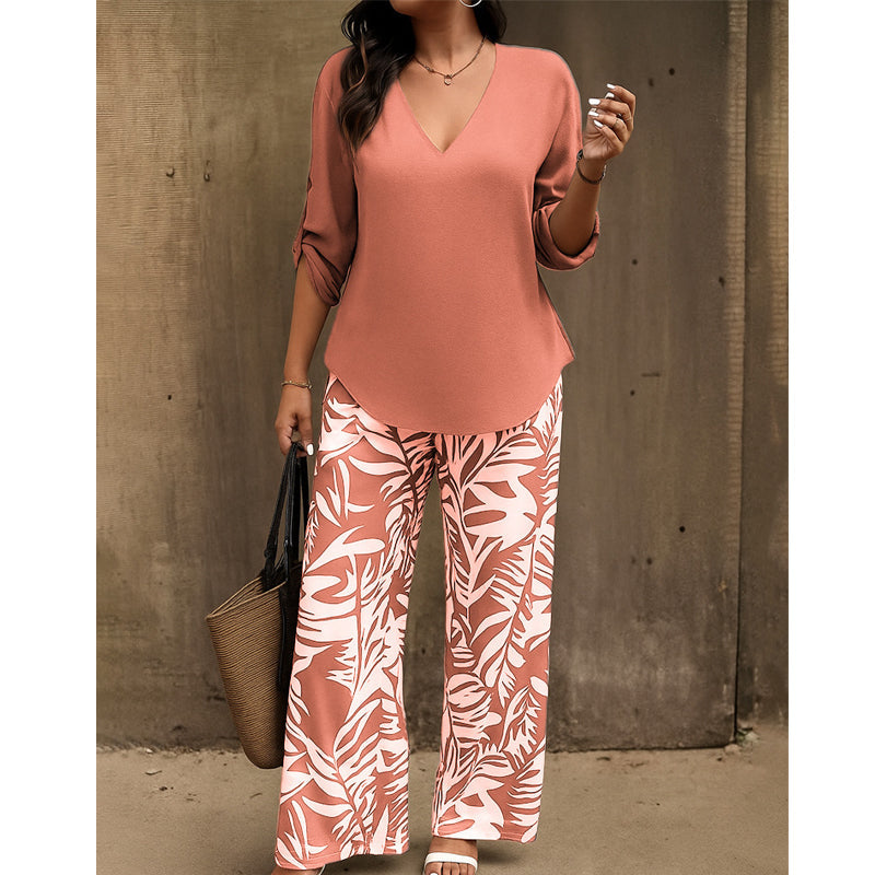 RENÉE™ –Botanical Print Two-Piece Lounge Set