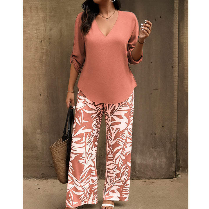 RENÉE™ –Botanical Print Two-Piece Lounge Set