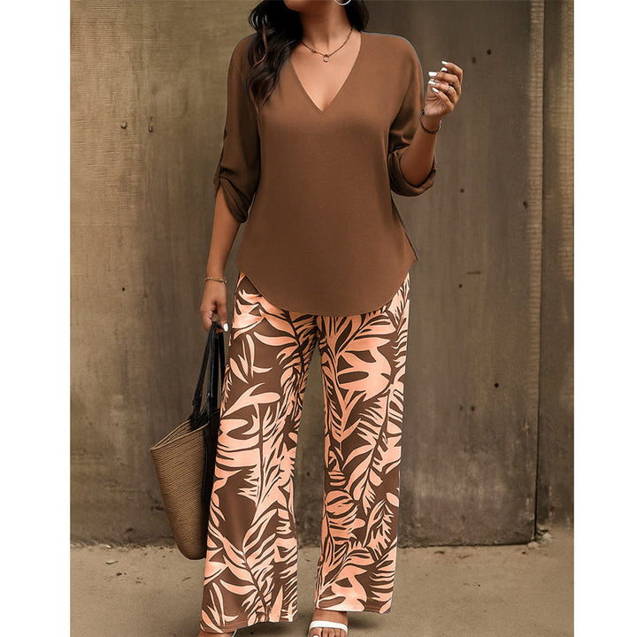 RENÉE™ –Botanical Print Two-Piece Lounge Set