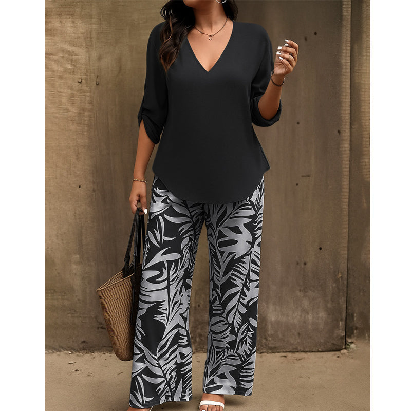 RENÉE™ –Botanical Print Two-Piece Lounge Set