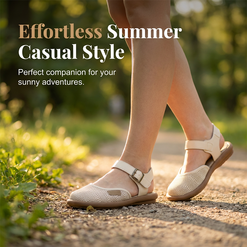 Wren™ | Breathable Mesh Flat Sandals with Ankle Strap